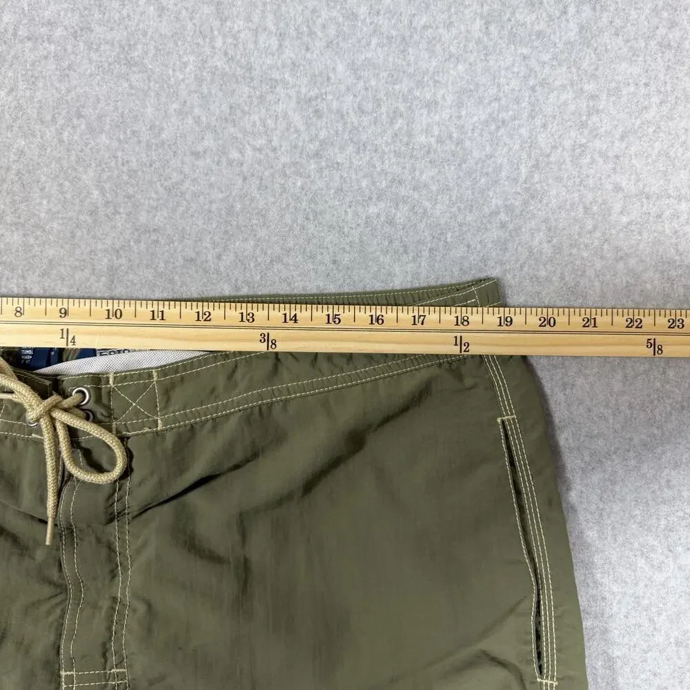 Polo Ralph Lauren Men's Swim Trunks XL Olive Cargo Pocket Lined Drawstring Pony